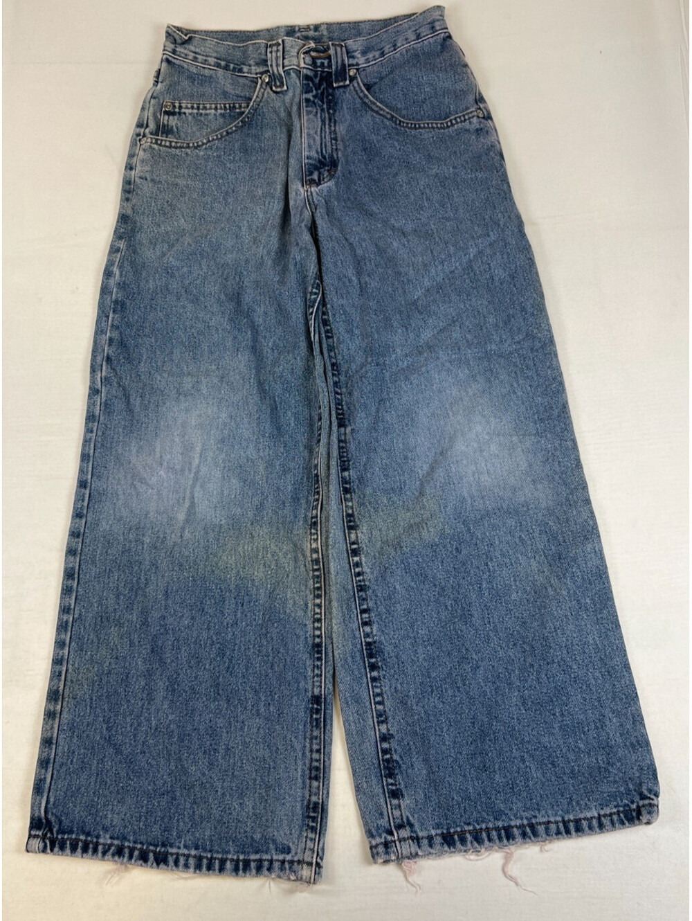 Vintage 90s Y2K Lee Pipes Skater Jeans Boy's 26x25 Baggy Wide Leg Denim